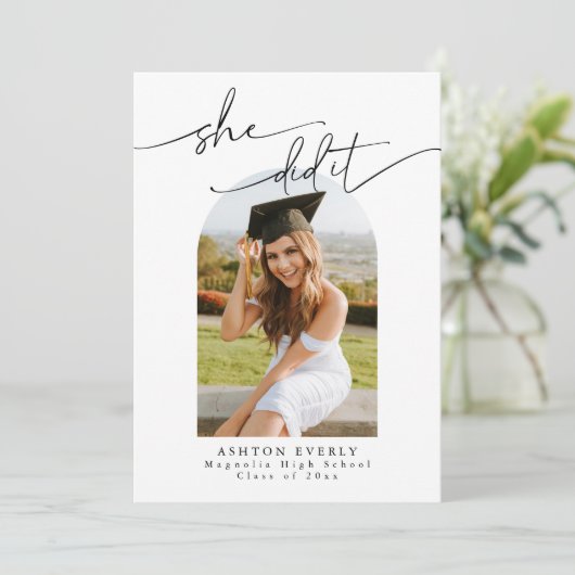 Arch Foto Afstudeerfeest Uitnodigen aankondiging (Staand voorkant)