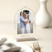 Arch Foto Beige Bow & Ribbon Trouwtafel Nummer Acryl Bord