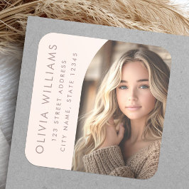 Arch foto bleek roze afstuderen retouradres vierkante sticker