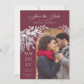 Arch Foto Botanische Foliage Burgundy Gray Save The Date (Voorkant)