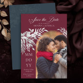 Arch Foto Botanische Foliage Burgundy Gray Save The Date