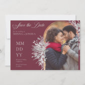 Arch Foto Botanische Foliage Burgundy Horizontal Save The Date (Voorkant)