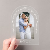 Arch Foto Chic Bow & Ribbon Trouwtafel Nummer Acryl Uitnodigingen (Insitu (Draagbaar))