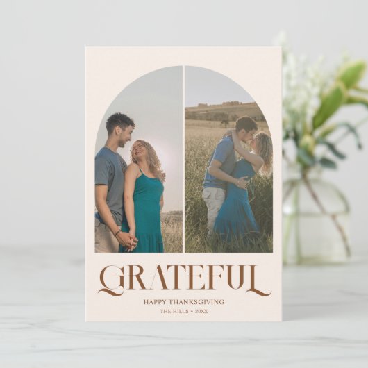 Arch Foto Fancy  Thanksgiving Feestdagenkaart (Staand voorkant)