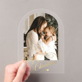 Arch foto goud Vrolijk Kerstfeest chique vakantiep Acryl Uitnodigingen (Insitu (Draagbaar))