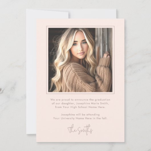 Arch foto licht blush roze retro afstudeerder afst aankondiging (Achterkant)