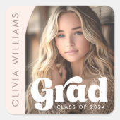 Arch foto licht blush roze retro afstudeerder afst vierkante sticker (Voorkant)