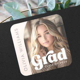 Arch foto licht blush roze retro afstudeerder afst vierkante sticker