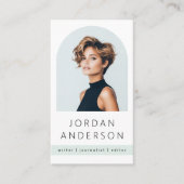 Arch foto minimal bord stoffig zee groen QR logo Visitekaartje (Voorkant)