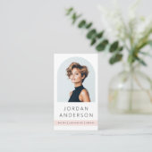 Arch foto modern minimal licht blush roze QR logo Visitekaartje (Staand voorkant)