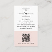 Arch foto modern minimal licht blush roze QR logo Visitekaartje (Achterkant)