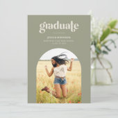 Arch Foto Modern Type Sage Green Graduparty Kaart (Staand voorkant)