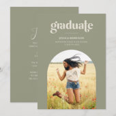 Arch Foto Modern Type Sage Green Graduparty Kaart (Voorkant / Achterkant)