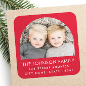 Arch foto moderne trendy rode retour adres vierkante sticker