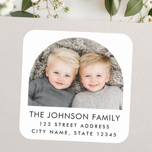 Arch foto moderne trendy witte retour adres vierkante sticker