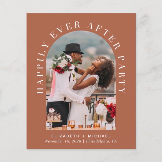 Arch Foto QR Code Terracotta Ontvangst Uitnodiging (Voorkant)