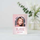 Arch Foto Roze Bow Faux Folie Hair Visitekaartje (Staand voorkant)