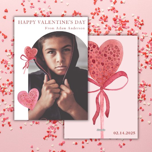 Arch Foto Roze Hart Lollypop Modern Feestdagenkaart