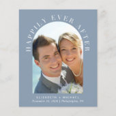 Arch Foto Stoffig Blauw Bruiloft Receptie Uitnodig (Voorkant)