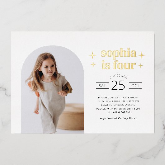 Arch Foto Verjaardag Uitnodiging Landschap Goud (Voorkant)