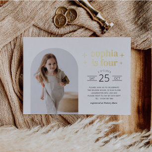 Arch Foto Verjaardag Uitnodiging Landschap Goud