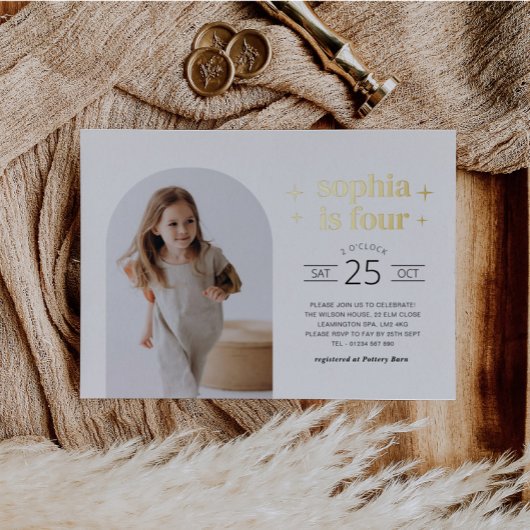 Arch Foto Verjaardag Uitnodiging Landschap Goud