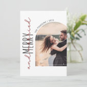 Arch Foto Vrolijk en getrouwd bruiloft Dank u Feestdagenkaart (Staand voorkant)