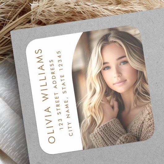 Arch foto wit afstudeerder afstuderen retouradres vierkante sticker