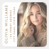 Arch foto wit afstudeerder afstuderen retouradres vierkante sticker (Voorkant)