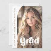 Arch foto wit retro afstudeerder afstuderen aankondiging (Voorkant)