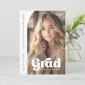 Arch foto wit retro afstudeerder afstuderen aankondiging (Staand voorkant)