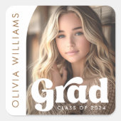 Arch foto wit retro afstudeerder afstuderen vierkante sticker (Voorkant)