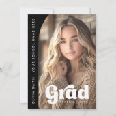 Arch foto zwart retro afstudeerder afstuderen aankondiging (Voorkant)