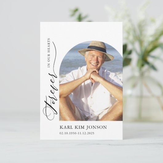 Arch fotokalligrafie script sympathie begrafenis bedankkaart (Staand voorkant)