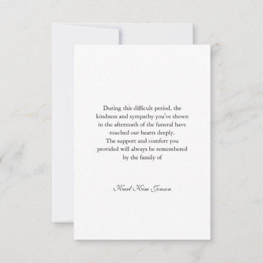 Arch fotokalligrafie script sympathie begrafenis bedankkaart (Achterkant)