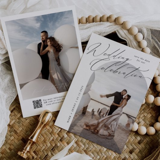 Arch Fotoscript Typografie Moderne bruiloft Save The Date