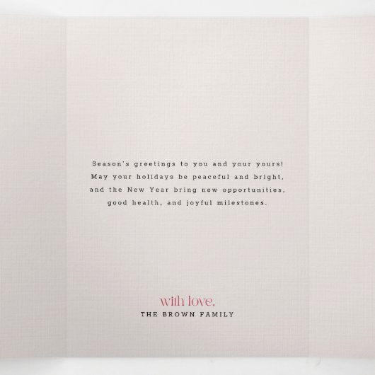 Arch Frame Family Multi Photo Merry Christmas Drieluik Uitnodiging (Binnenkant midden)