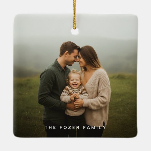 Arch Geometric Green Photo Christmas Keramisch Ornament (Achterkant)