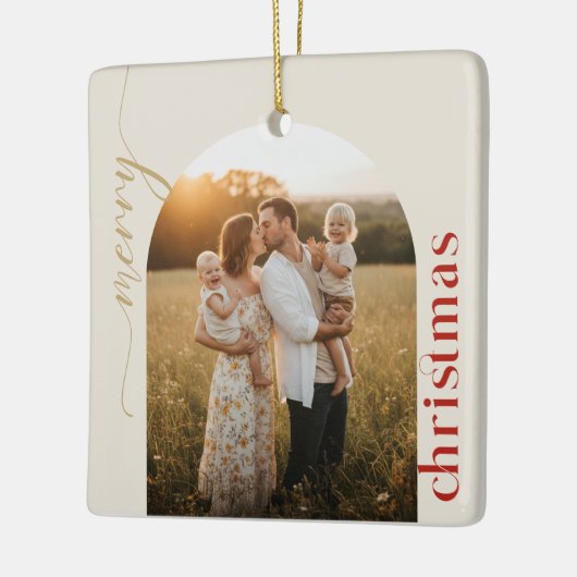 Arch Geometric Photo Family Name Christmas Keramisch Ornament (Links)