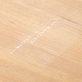 Arch Gestapelde Namen Modern Elegant Clear Wedding Acryl Uitnodigingen (Laagn)