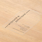 Arch Gestapelde Namen Modern Elegant Clear Wedding Acryl Uitnodigingen (Laagn)