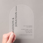 Arch Gestapelde Namen Modern Elegant Clear Wedding Acryl Uitnodigingen (Insitu (Draagbaar))