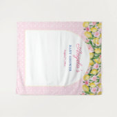 Arch Girly Pink Lemons Baby shower foto achtergron Wandkleed (Voorkant (horizontaal))
