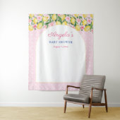 Arch Girly Pink Lemons Baby shower foto achtergron Wandkleed (In situ)