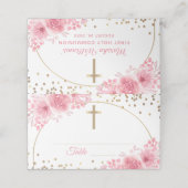 Arch Gold Glitter Pink Floral First Heilige Commun Plaatskaartje (Buitenkant ongevouwen)
