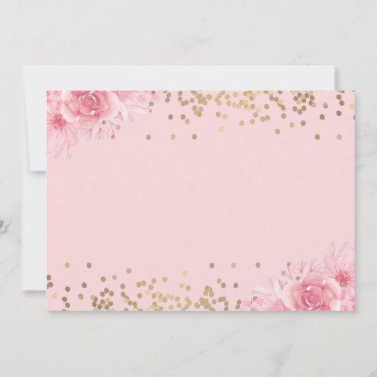 Arch Gold Glitter Pink Floral Girl Baptisme Foto Kaart (Achterkant)