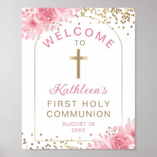 Arch Gold Pink Floral First Heilige Communauteit W Poster (Voorkant)