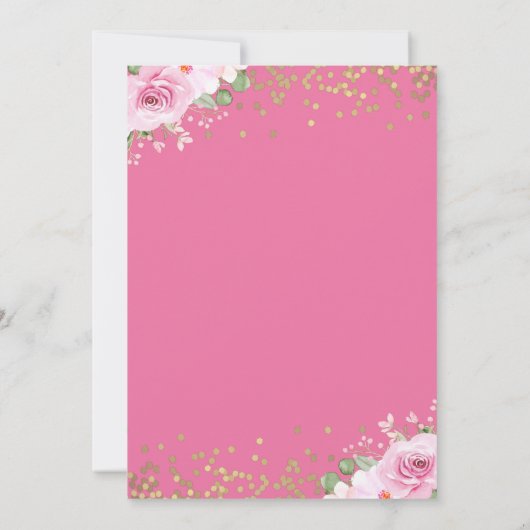 Arch Gold Pink Floral Girl Eerste Heilige Communie Kaart (Achterkant)