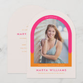 Arch Graduation Party Voor Haar Roze En Sinaasappe Kaart (Voorkant / Achterkant)