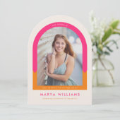 Arch Graduation Party Voor Haar Roze En Sinaasappe Kaart (Staand voorkant)